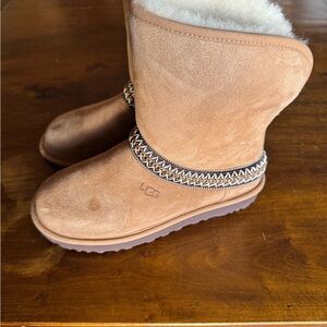 UGG Tan Suede Boots with Chain Accent